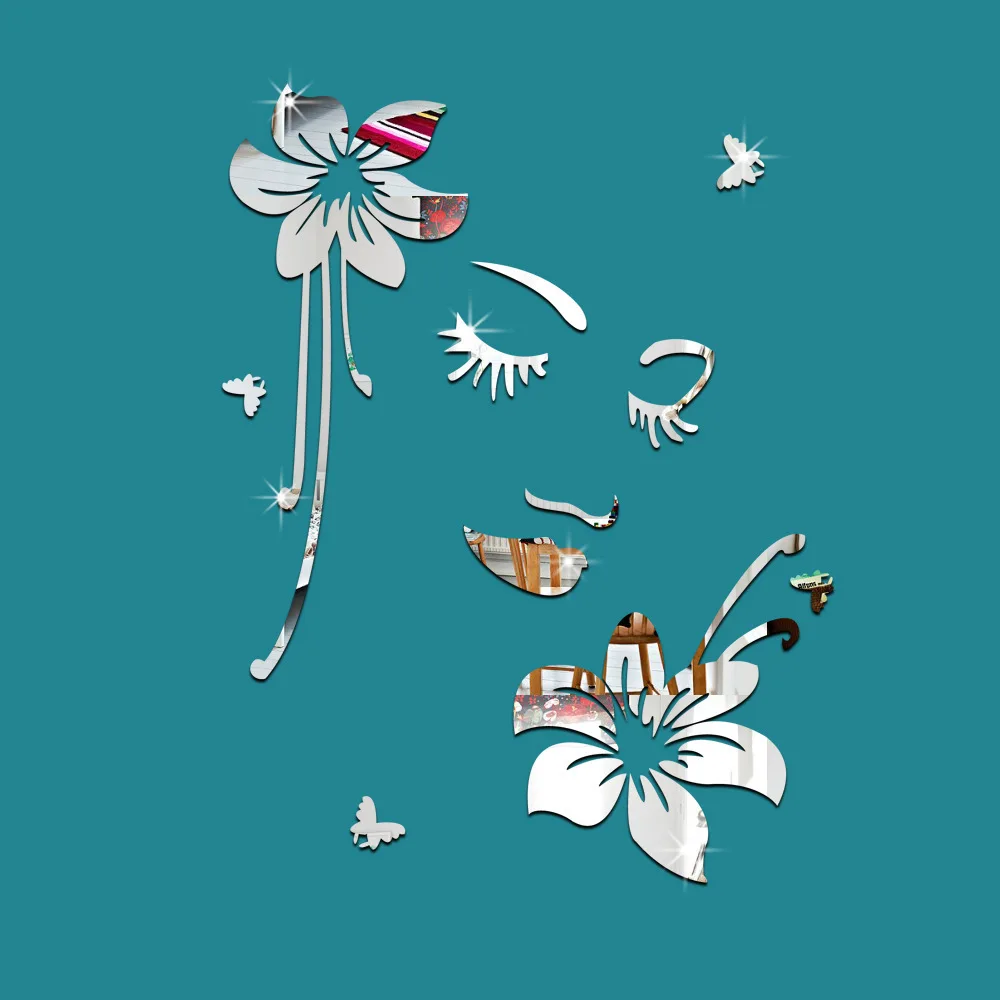 

Flowers Mirror Wall Sticker 3D TV Background Stickers DIY Wall Decor Decal Stickers Art Mural bedroom Bath Room Decoration