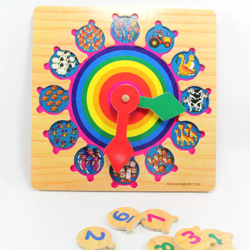 

1pc Colorful Kids Diy Wood Clock Learning Education Toys Magic Cubes Puzzles Develop Intelligence Game Children 3-6 Years Old