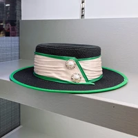 casual beach hat womens sun hats colorblock ribbon green brim holiday art photo wholesale