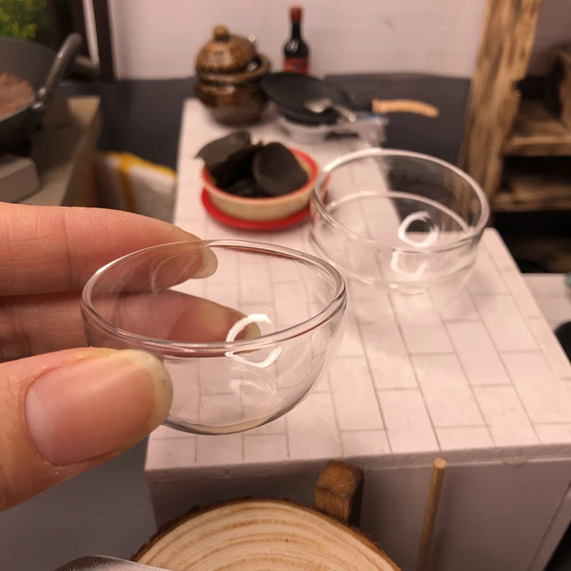 

1Pc 1:12 Miniature Glass Fruit Bowl Salad Bowl Dollhouse Kitchen Accessories DIY Toys Best For Dollhouse Decals