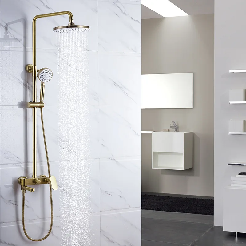 Душевой набор матовый золотой медный душ дождевик насадка для смешивания