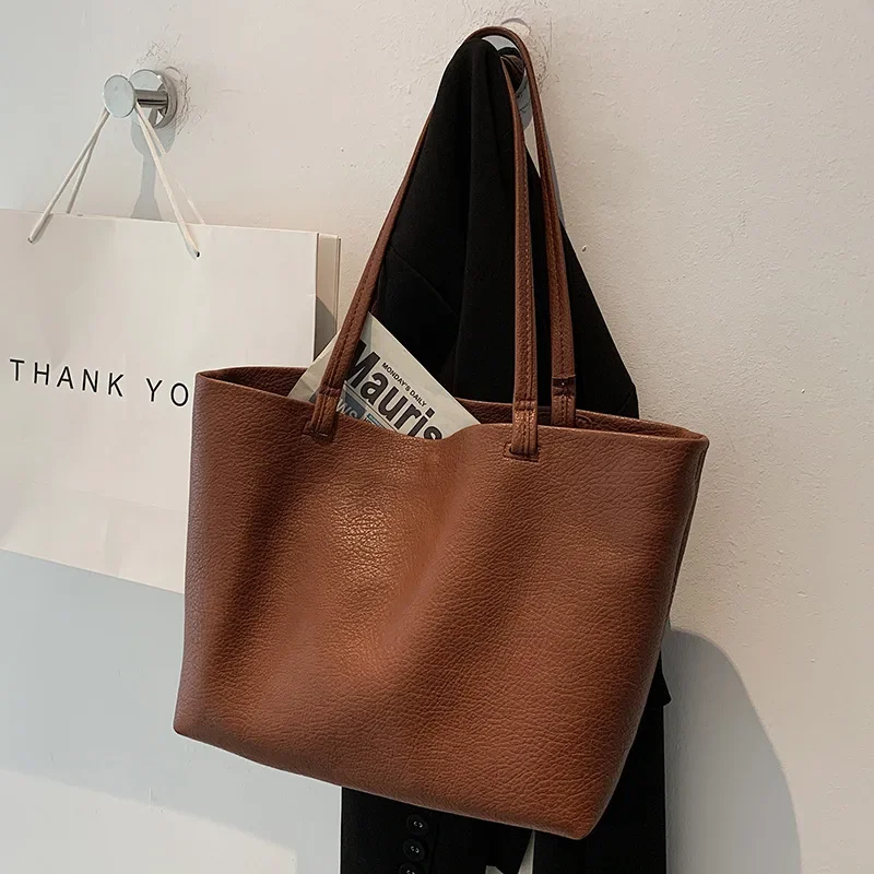 

Large Capacity Women Tote Bag Fashion Female Luxury Handbags High Quality Soft Leather Shoulder Bag Simple Designer Bag