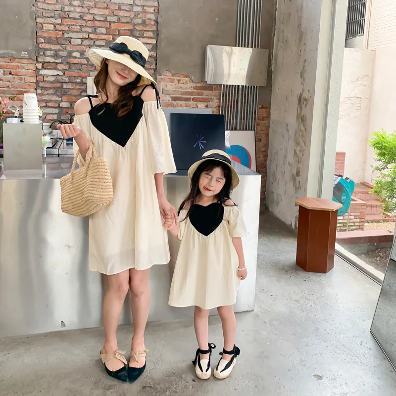

Summer new mother-daughter dress girls three-dimensional love dress reducing age dress