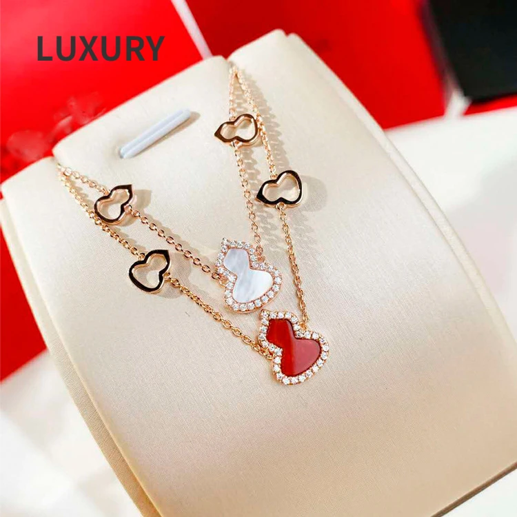 

Luxury100%S925 Sterling Silver 18K Gold High Carbon Diamond Red Gourd Diamond Bracelets For Women Gifts Fine Jewelry Hot Selling