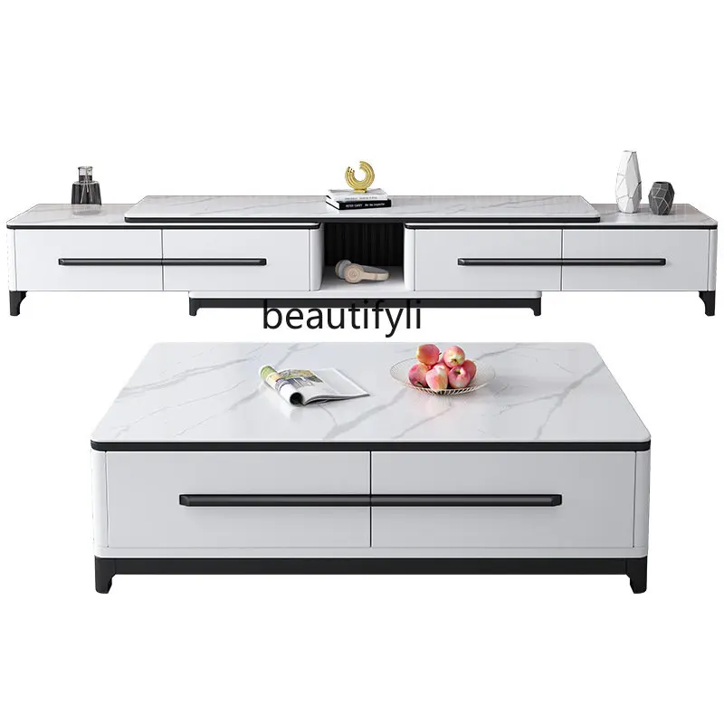 

zq TV Cabinet and Tea Table Combination Modern Simple Retractable Home Small Apartment Living Room Floor Cabinet