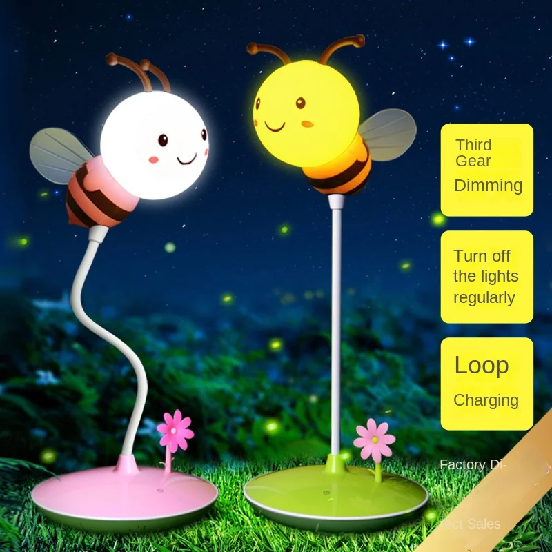 

Portable Cartoon USB Night Light Creative Mini Honey Bee Novelty Dimming Bedroom LED Desk Lamps Bedside Table Surprise Price