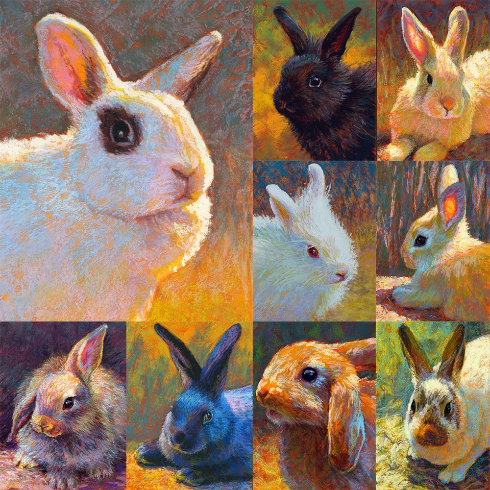 

Мозаика в виде кролика, алмазная живопись, милое животное, кролик, украшение, вышивка крестиком, 5D, Diy, краска, полные картины Стразы