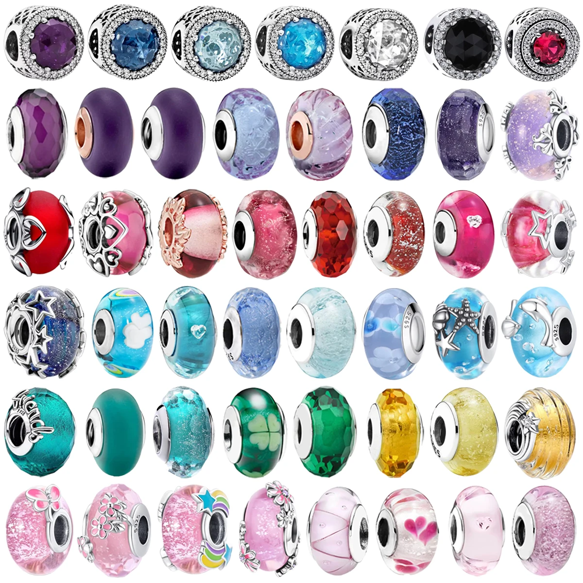 Красочные Бусины Из Муранского Стекла С Волнистым Узором Подвески Стерлингового