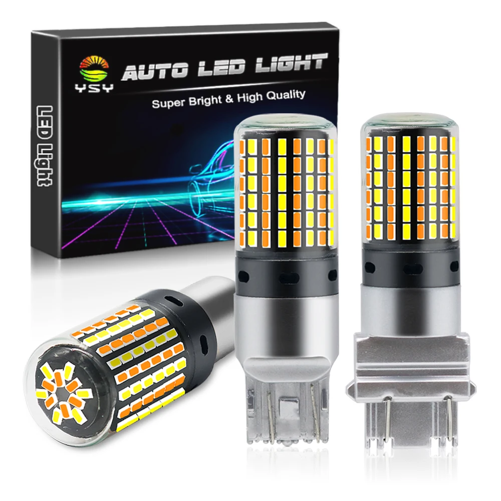 

YSY 2 шт. сигнальная лампа P21w Led 7443 3157 лампа 120smd Canbus стоп светильник 1157 Led Bay15d P21/5w белый Янтарный двухцветный свет 12 В