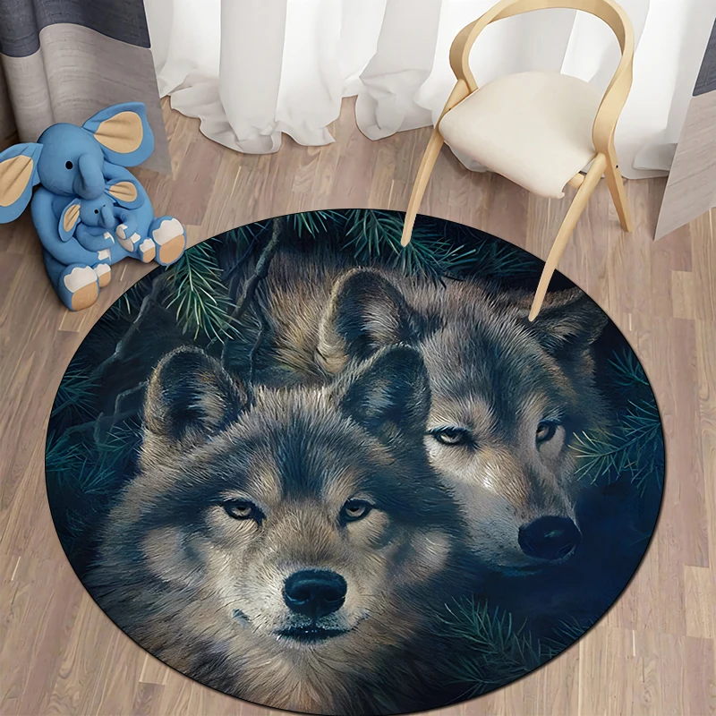 Fantasy Wolf Art Round Carpet for Living Room Mat for Children Floor Circle Rug Yoga Mat Bedroom E-sports Chair Mat Dropshipping images - 6