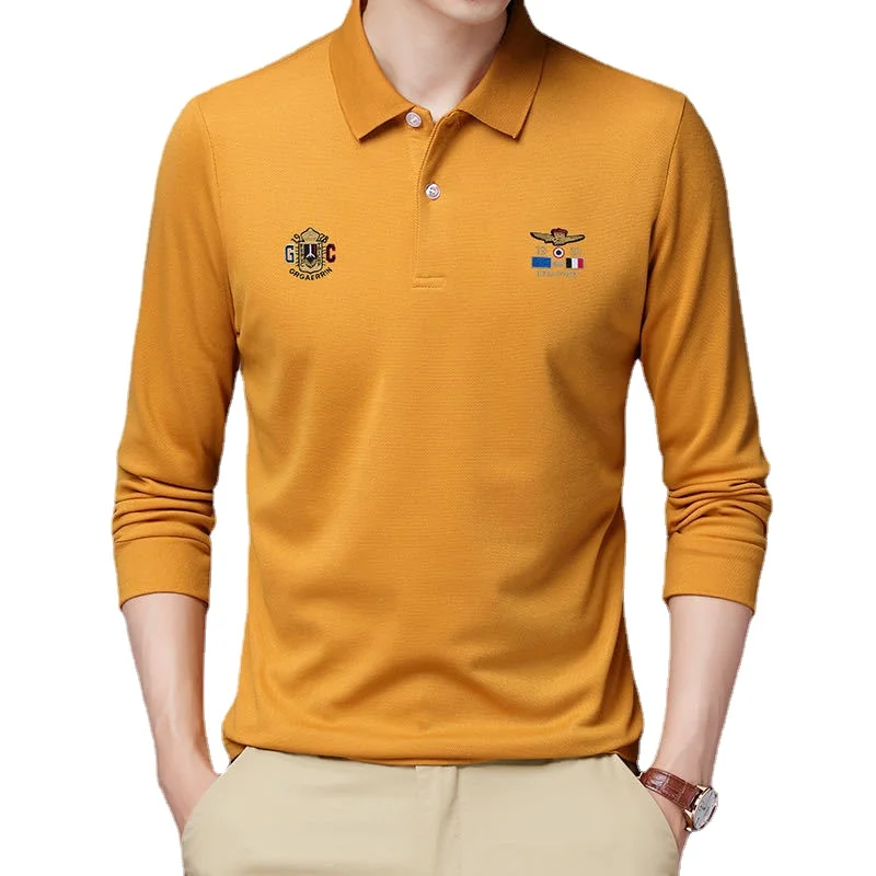 

New Spring and Autumn Men's Pullover Long Sleeve Cotton T-shirt Embroidery Casual Men Clothing