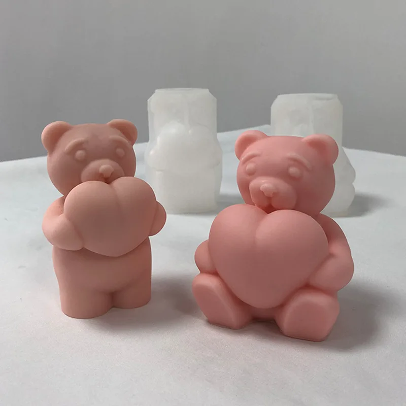

Form for Candles Making Supplies Love Bear Aroma Candle Silicone Mold Diy Cartoon Bear Plaster Ornaments Mousse Cake Mold