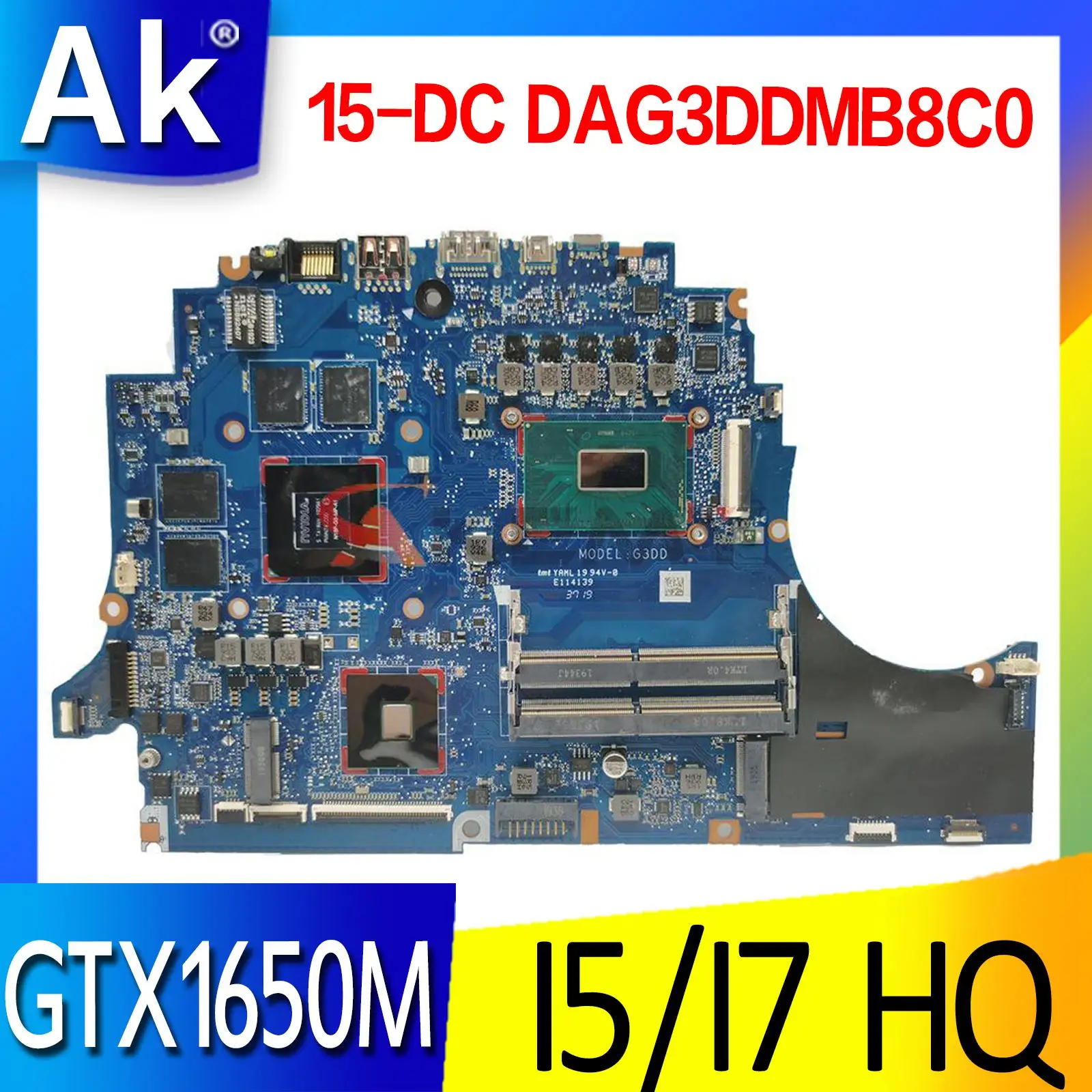 

Материнская плата DAG3DDMB8C0 для ноутбука HP 15-DC, материнская плата GTX1650M, 4 Гб, фотографическая карта
