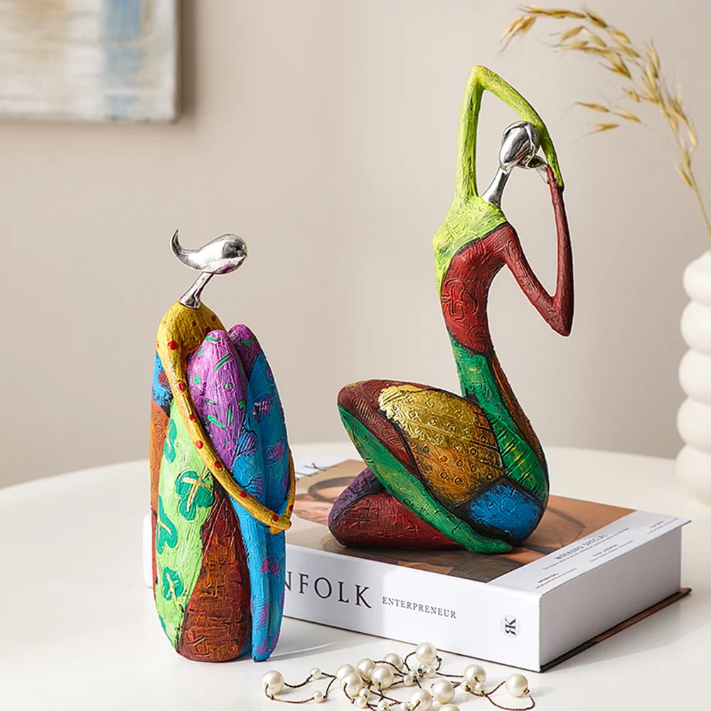 

Resin Exotic Abstract Art Woman Figurine for Interior Afro Africa Figure Statue Home Living Room Desktop Decoration