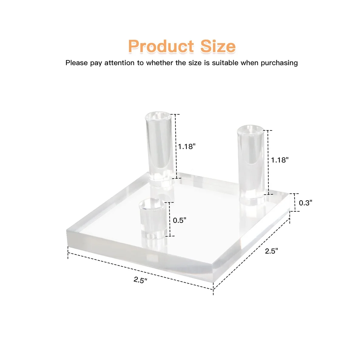 

4 Packs 2.5Inch Rock Display Stand, Three-Peg Square Acrylic Display Stands for Rocks, Minerals Slab, Crystal