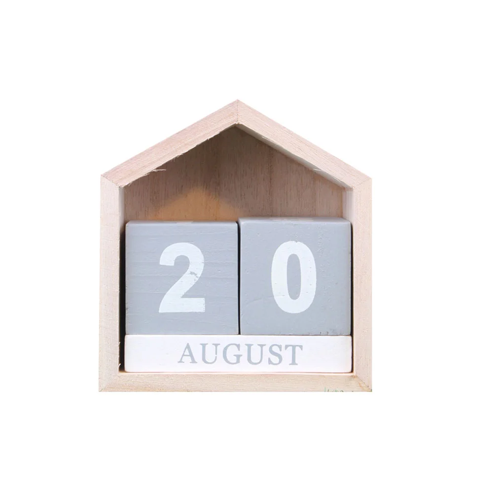 

1pc Calendar Manual Turning Wooden Craft Calendar Desktop Adornment for Home Bedroom Office