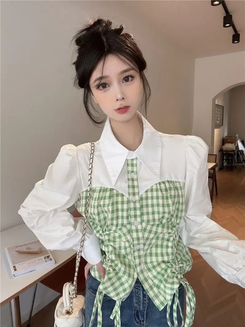 Женская рубашка большого размера новинка топ с длинными рукавами и завязками в