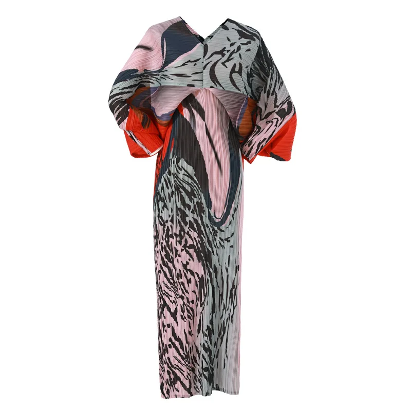 

Платье женское Плиссированное до щиколотки, с рукавом «летучая мышь»