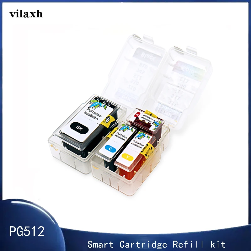 

Vilaxh PG512 CL513 Smart Cartridge Refill Kit For Canon 512XL 513XL Pixma MP230 MP250 MP240 MP270 MP480 MX350 IP2700