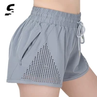 summer women running shorts elastic waist running workout yoga shorts gym fitness for women breathable sportswear with pockets
