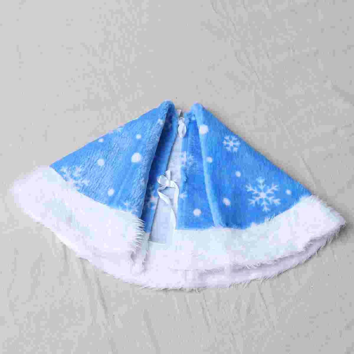 

Bright Blue Plush Christmas Tree Dress Tree Skirt for Christmas Decoration Use