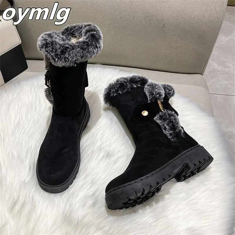 

Новые теплые зимние сапоги женские утепленные женские сапоги средней длины Нескользящие женские сапоги зимние хлопковые сапоги с высоким берцем на флисе