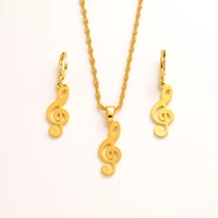 gold music necklace earring set women party gift dubai jewelry sets wedding bridal party gift charms girls kid jewelry