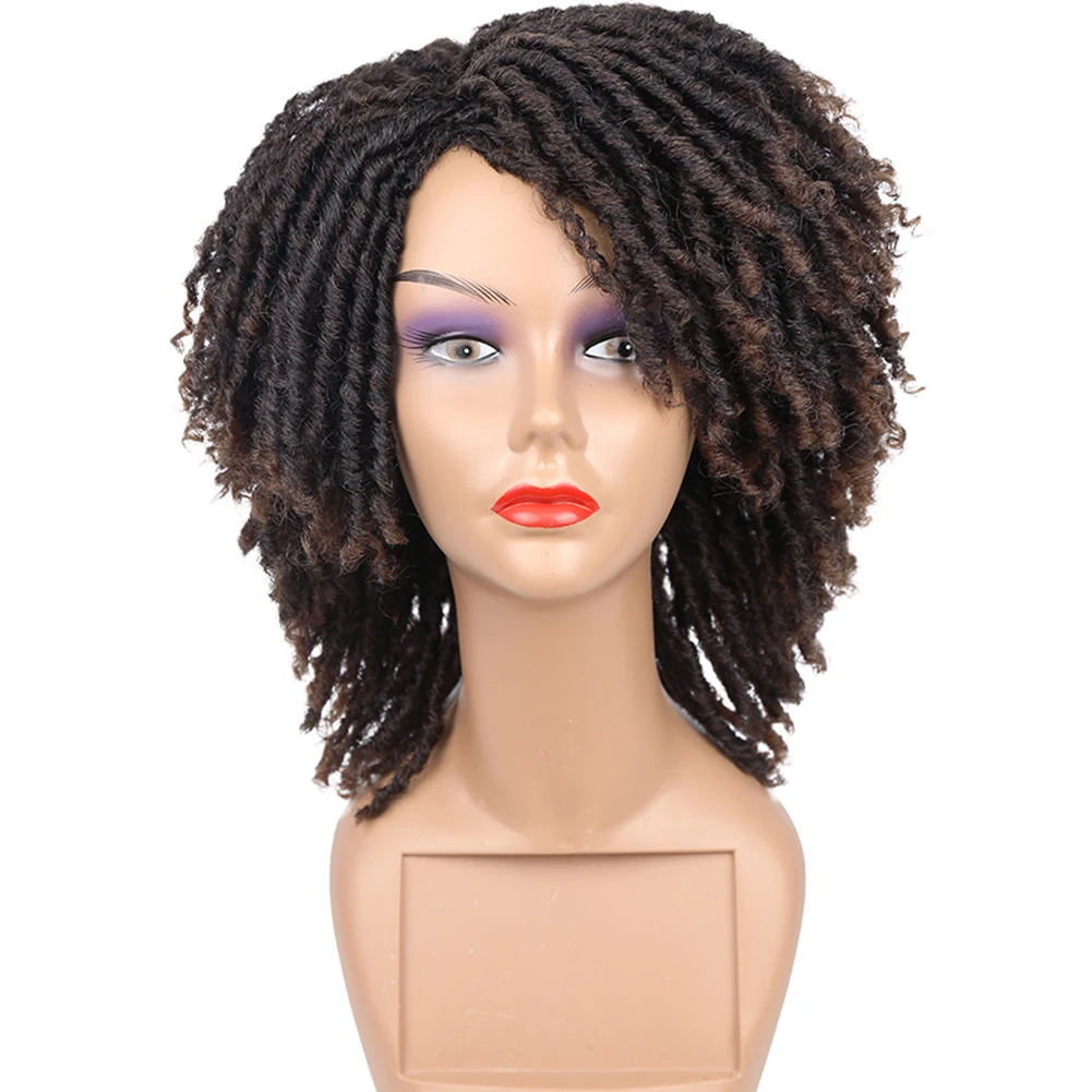 HANNE Short Dreadlock Wig Faux Locs Black/brown/red Synthetic soft Wigs Braiding Crochet Twist Hair Wigs For Black Women/Men