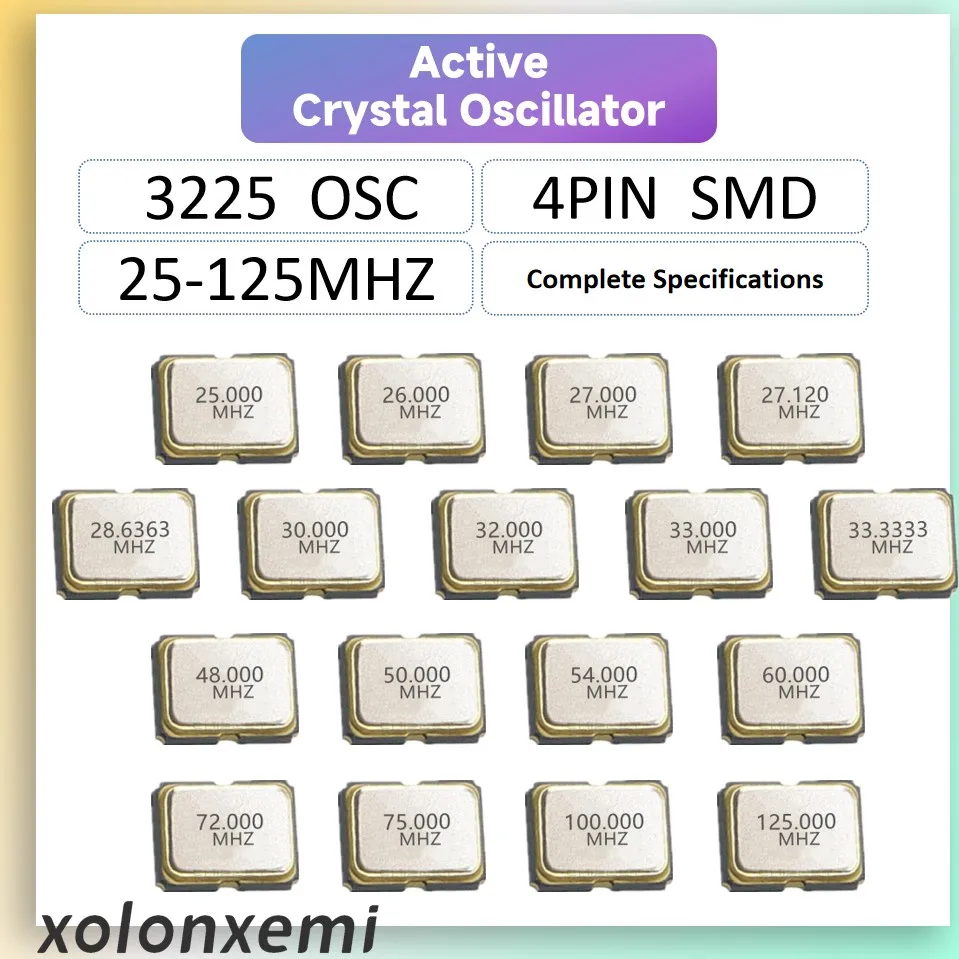 5 шт. SMD 3225 активный кварцевый генератор OSC 4 контакта 25 МГц 27 МГц 30 МГц 33 МГц 40 МГц 48 МГц 72 МГц 50 МГц 125 МГц 2532 2,5*3,2 x мм