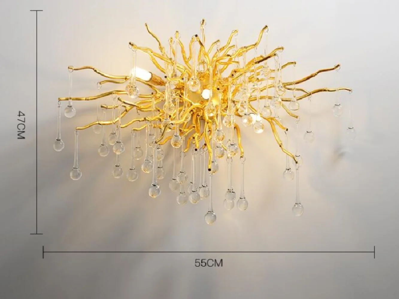 

Wall lamp luxury Modern Nordic Creative crystal living room hotel luxury decoration golden branch light