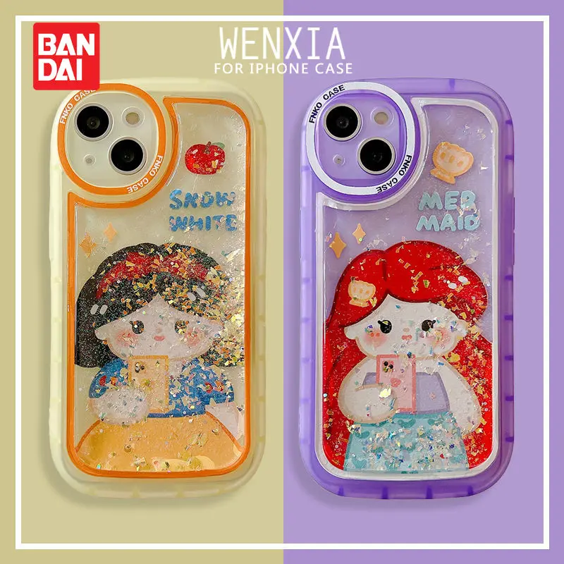 

Bandai Disney Cartoon Mermaid Princess Airbag Case for iPhone 11 12 13 Pro Max X XR XS Max 7 8 Plus SE Girly Kawaii Phone Case