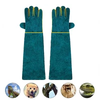leather pet gloves for dog training thickening and lengthening protection cowhide anti bite gloves cat and dog training gloves