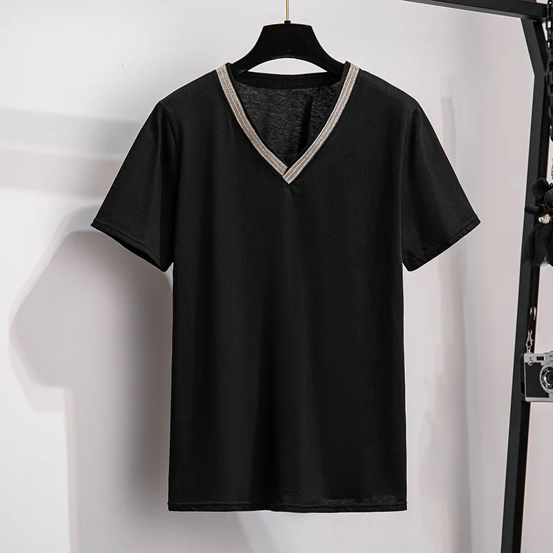 Oversized Women Summer T Shirt 100 150 175kg Extra Large Female Loose Medium Long Length Tops Pure Cotton Short Sleeve T-shirt