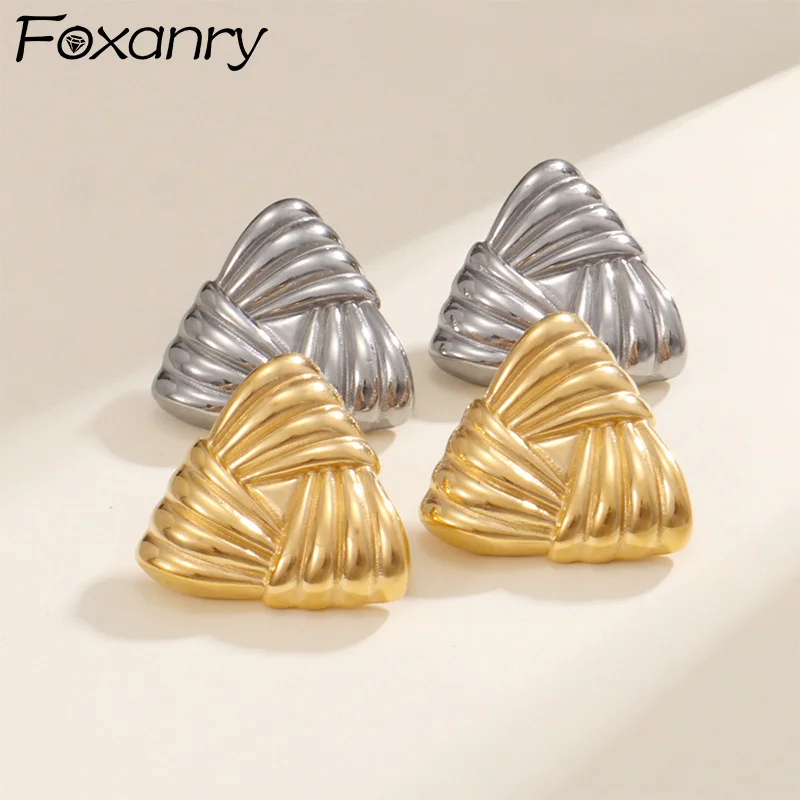 Женские Классические Элегантные Треугольные Серьги-гвоздики Foxanry Из Нержавеющей