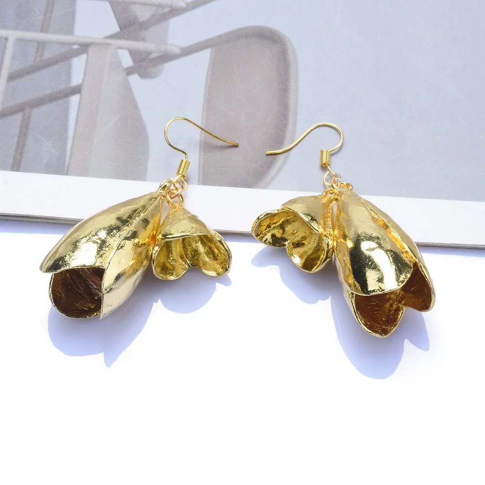 Женские винтажные серьги ZA Morning Bell металлические в форме цветка яркие золотистые