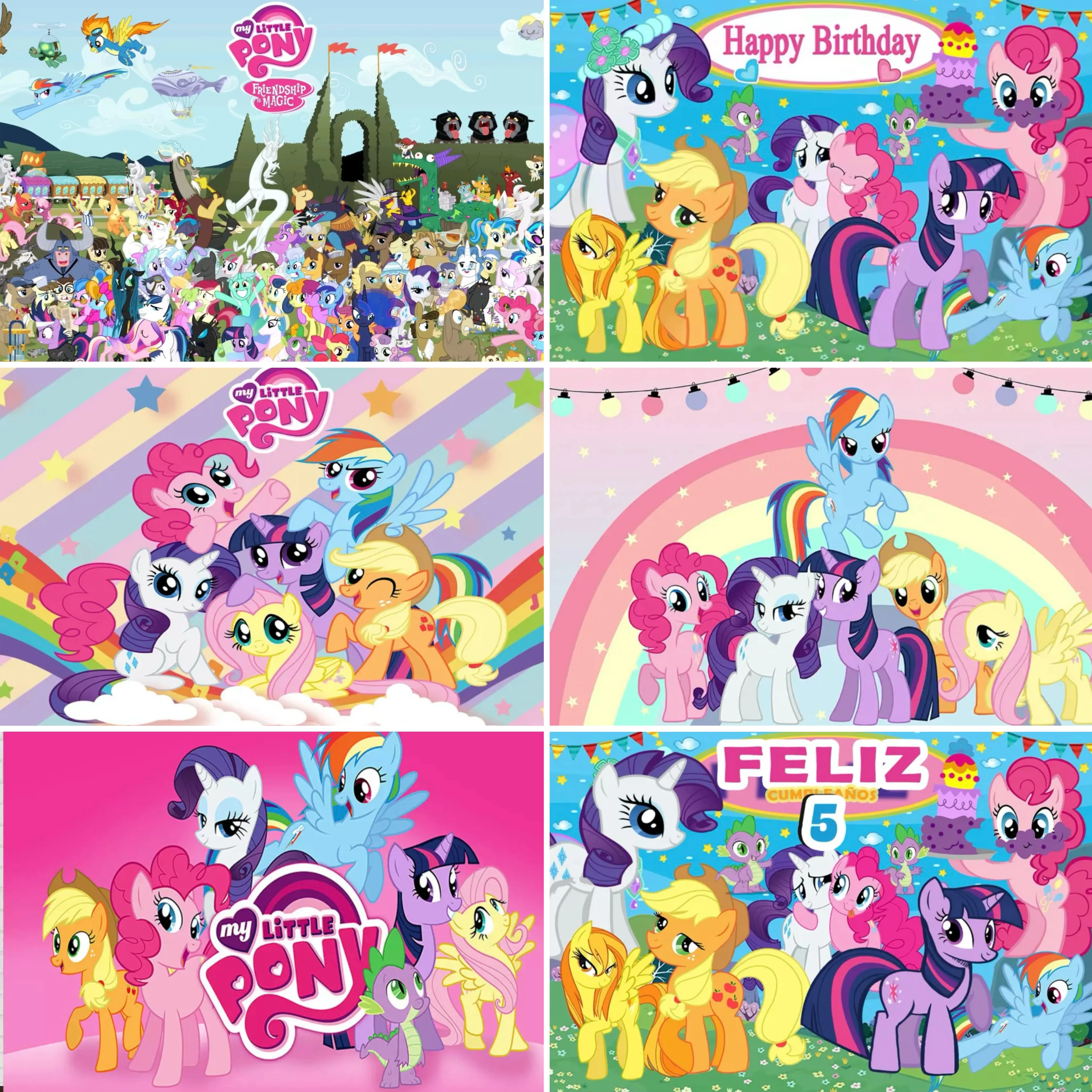Фото Фон для тематической вечеринки с радужным единорогом, маленький пони, принадлежности для дня рождения, сувениры для вечеринки в честь дня рождения для девочек, фон для фотостудии №1