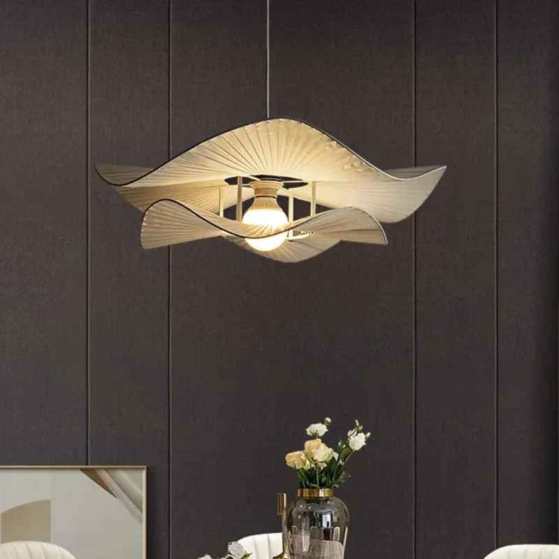 Современная люстра из белой ткани потолочный светильник ваби-саби шляпа