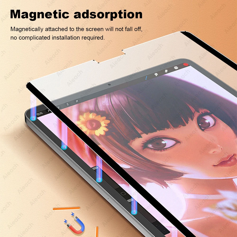 Фото 3 шт бумага как Защита экрана для iPad Pro 11 Air 4 5 10,9 10th 9th 8th 7th 6th 5th mini 6 Съемная Магнитная притяжение пленка №2