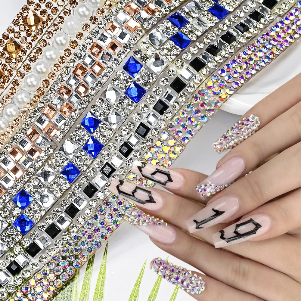 1 коробка блестящие, дизайн ногтей цепочка Стразы буквы ряд дрель алмазные подвески DIY аксессуары для дизайна ногтей Роскошные ювелирные изделия