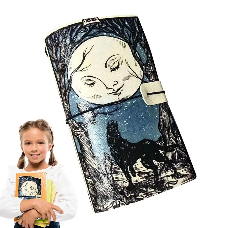 

Traveler Journal Planners School Supplies Portable Faux Leather Journal Sketchbook A5 Portable Notebook Dark Color Cat Pattern