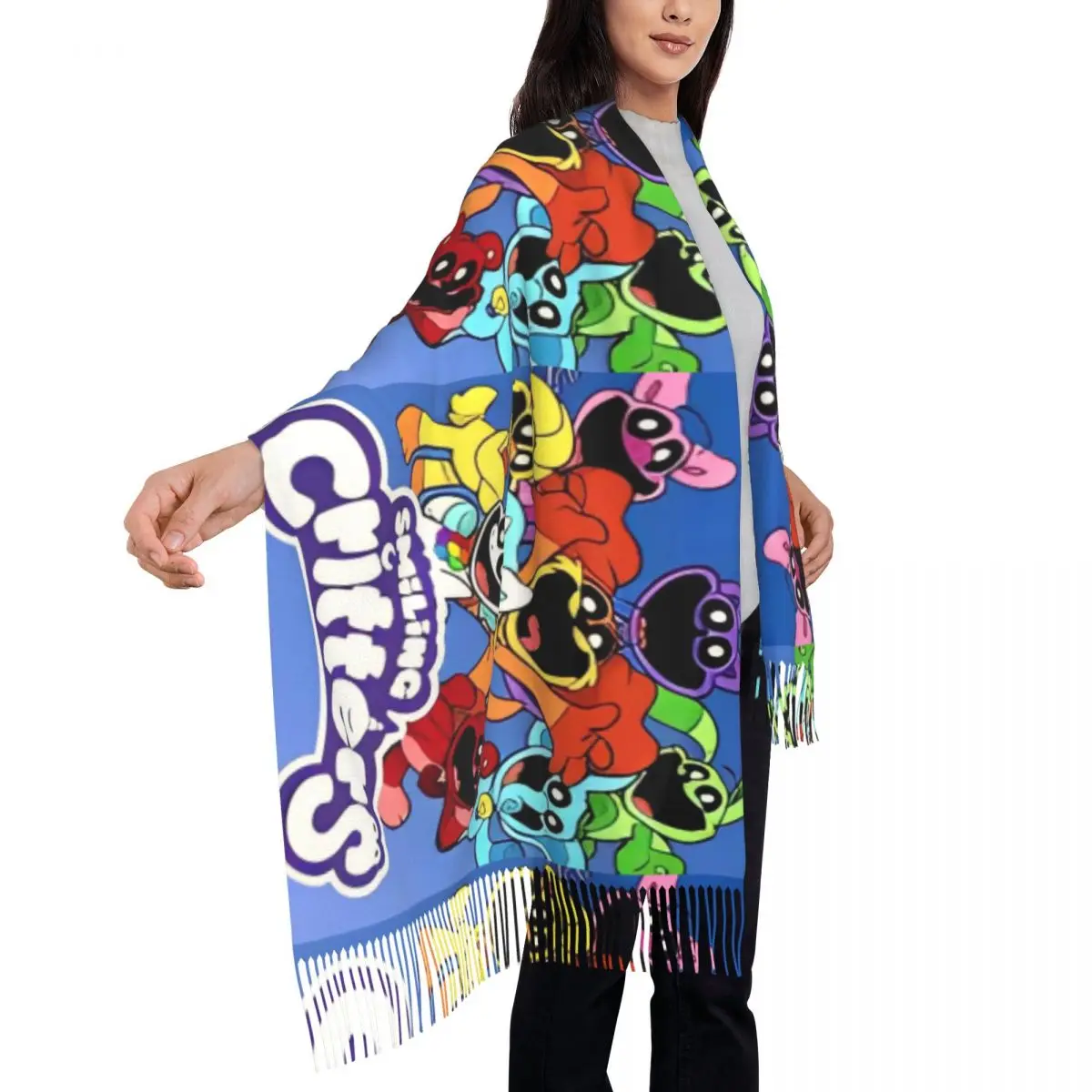 Улыбающийся шарф-защепка для малышей сохраняющий тепло шаль накидки с кисточкой