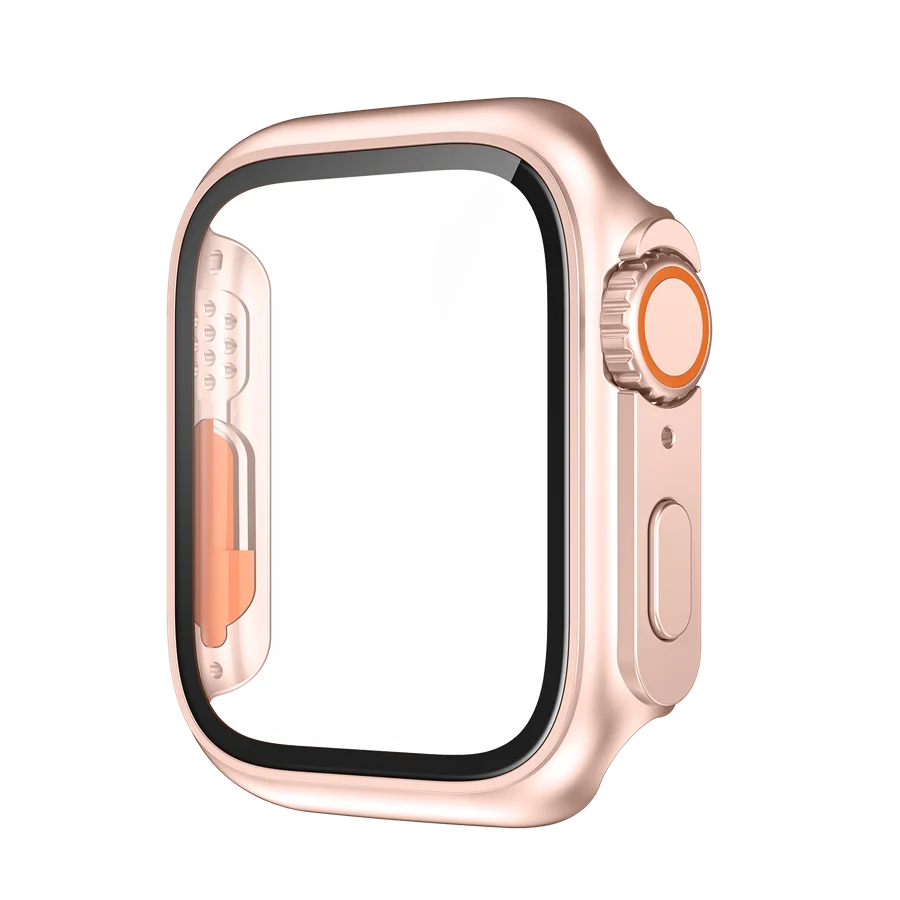 PC Case+Tempered Glass For Apple Watch Series 8 7 4 6 5 se 45mm 44mm cover Screen Protector change to ultra iWatch Accessories