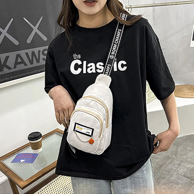 

YoReAi Woman Fashon Street Canvas Mulitifunction Chest Bag Student Trend Mobile Phone Wallet Storage Bags Casual Travel Package
