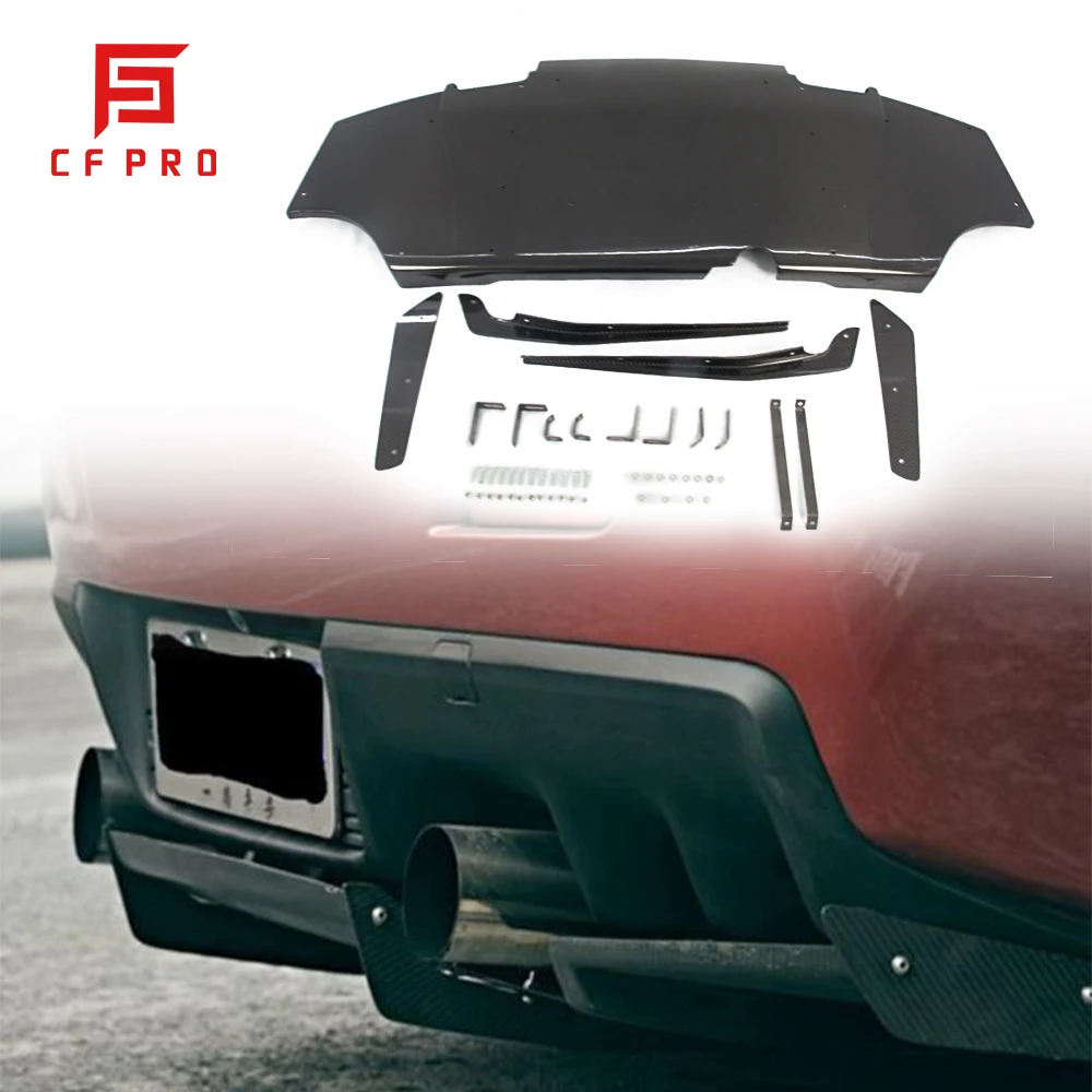 

For Mitsubishi EVO Real Carbon Fiber VARIS Style Rear Bumper Lip Spoiler Trunk Diffuser Cover Car Accessories