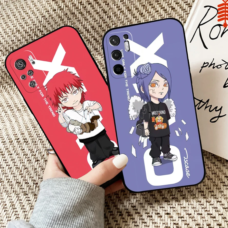 

Cute Akatsuki Naruto Phone Case For Xiaomi Redmi Note 10 10S 10T Pro For Redmi Note 10 5G Funda Soft TPU Black Back