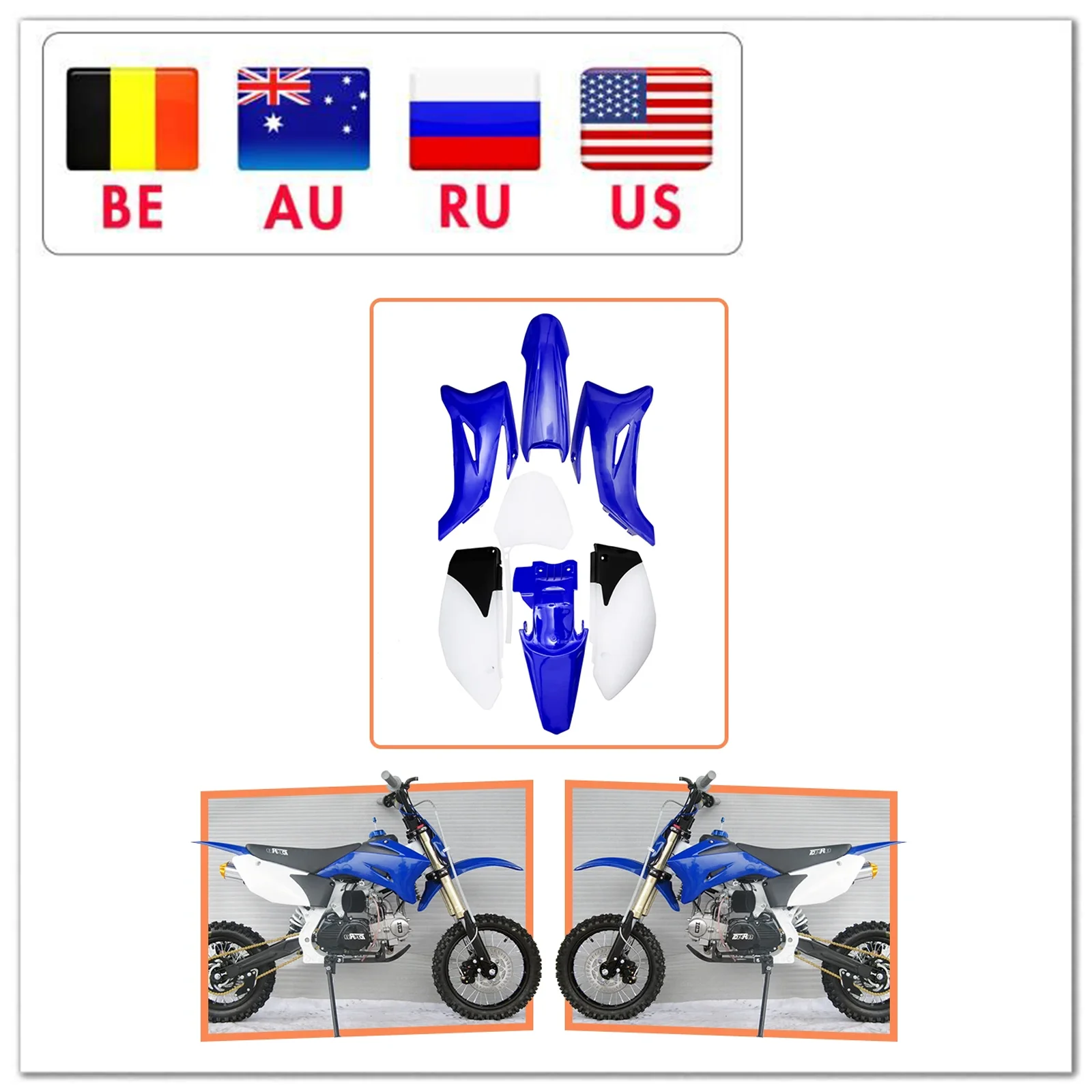

Plastics Fender Fairing Body Kit Gas Fuel Tanks Frame Mudguard Trim For Yamaha TTR110E TTR 110 SSR170 Dirt Pit Bike