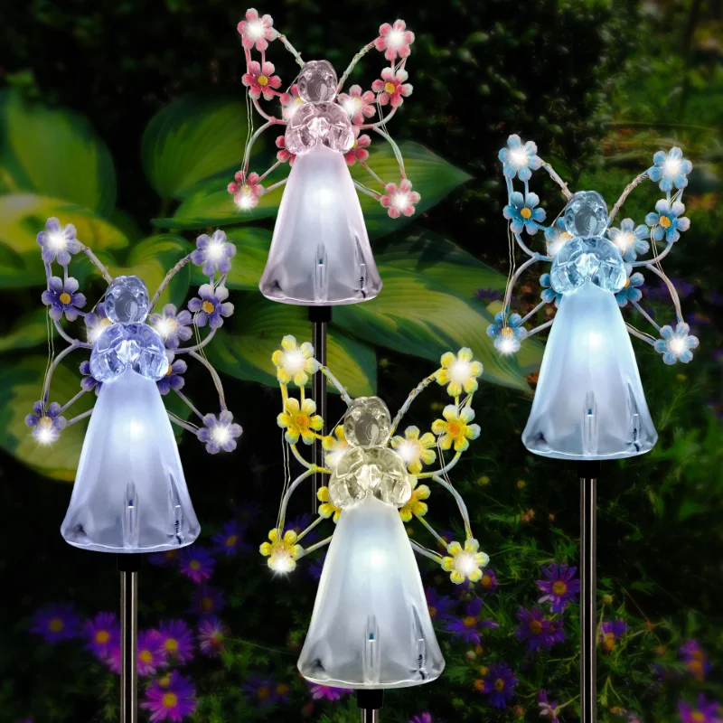 

New Solar Angel Lights Outdoor Garden Decoration Landscape Housewarming Gift Cemetery Led Stake Lawn Yard Patio Solar Night Lamp