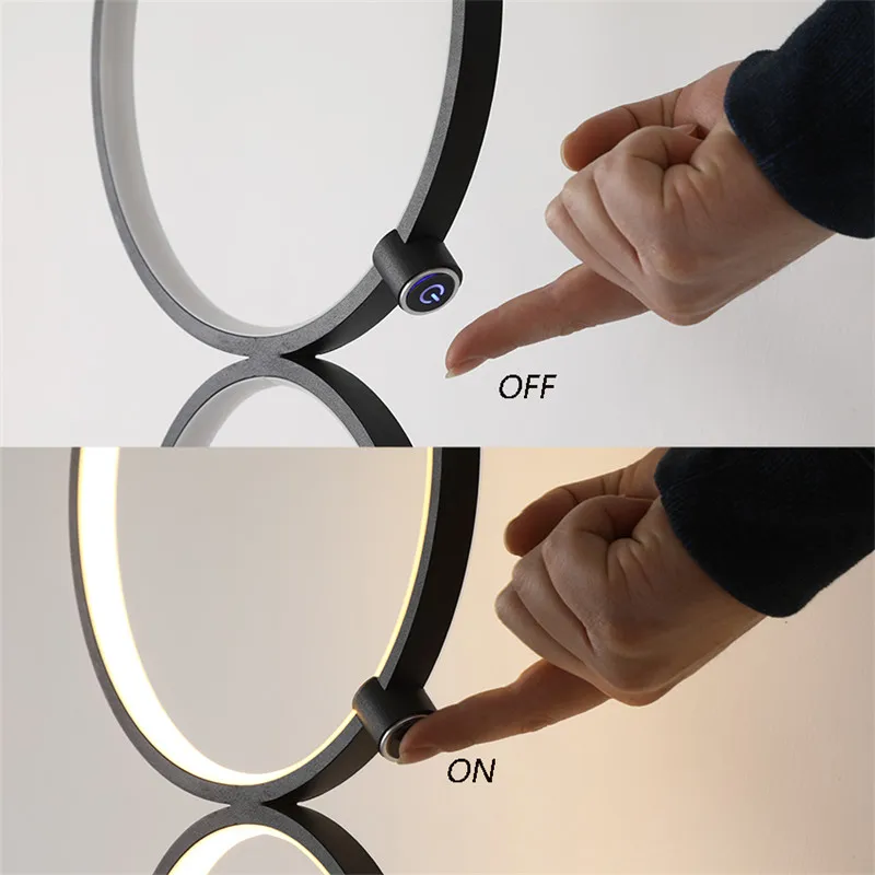 

Nordic LED Floor Lamp Art Indoor Home Decor Ring Floor Light Touch Switch Standing Lamp For Living Room Office Bedroom Lighting