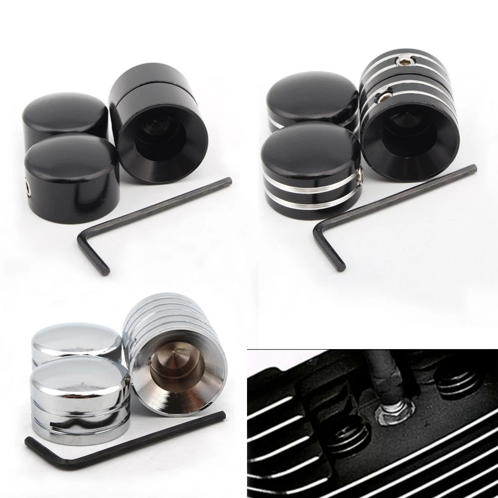 

4pcs Motorcycle Engine Piston Screw Cover Cap For Softail Dyna Sportster 883 1200 72 X48 750