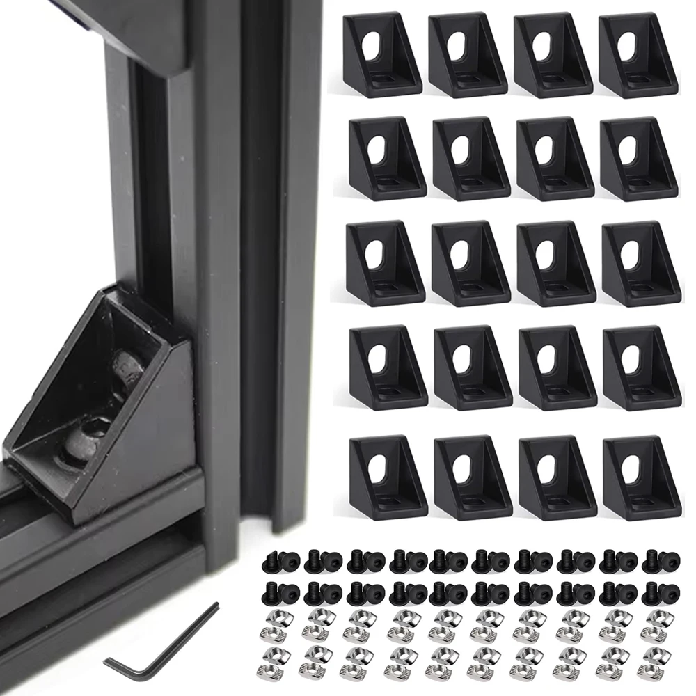 20 комплектов угловых кронштейнов 40 шт. вставных Т-образных гаек и шестигранный